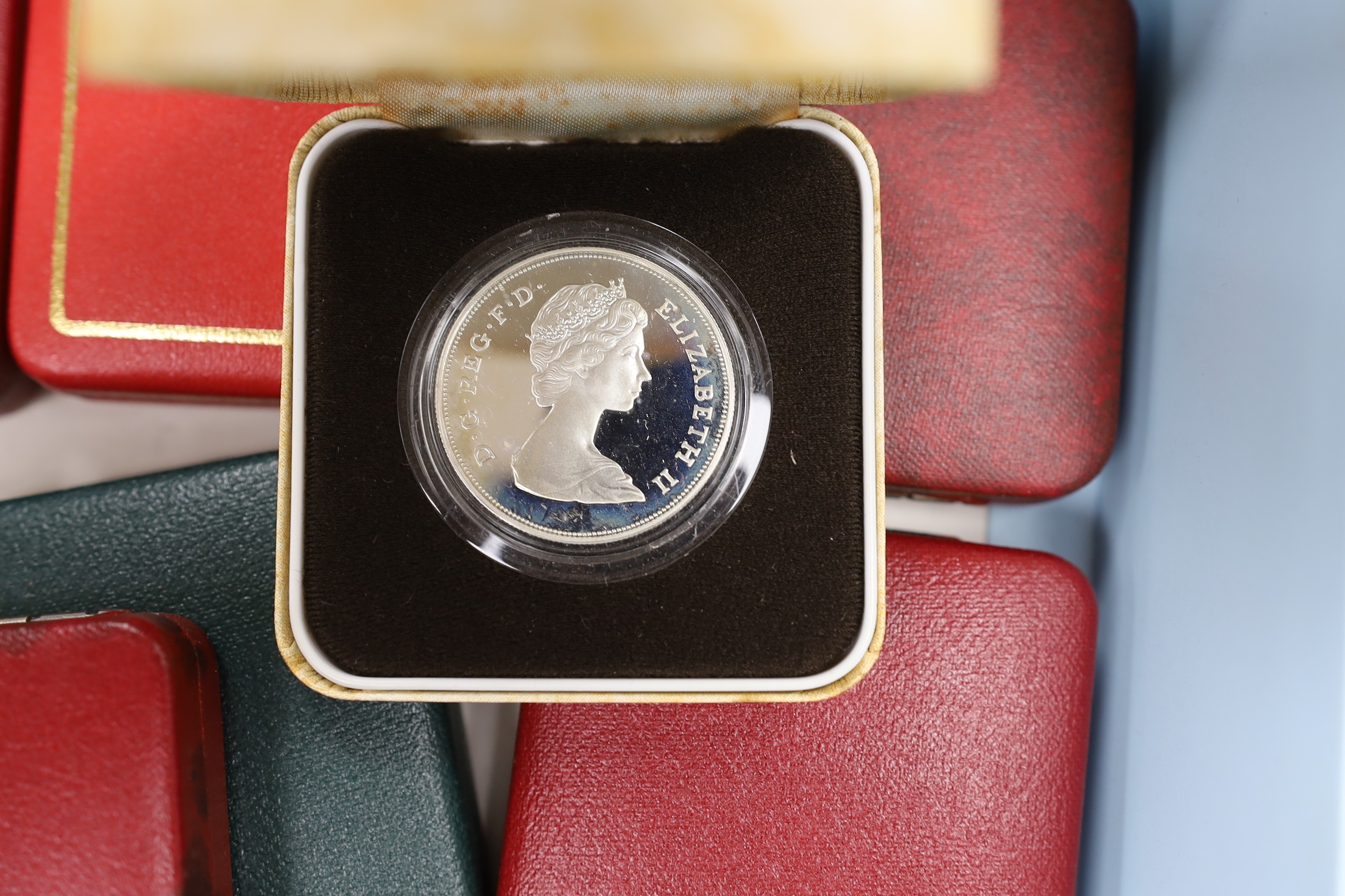 Elizabeth II (1952-2022), cased proof silver coins, comprising four crowns HM Queen 70th birthday 1996, Marriage of Prince of Wales and Lady Diana Spencer 1981, 80th birthday Queen Mother 1980, coronation 40th anniversar